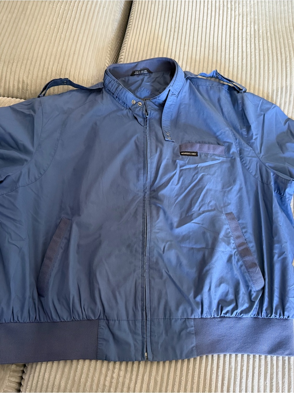 Men's Blue Vintage Members Only Zip-Front Jacket